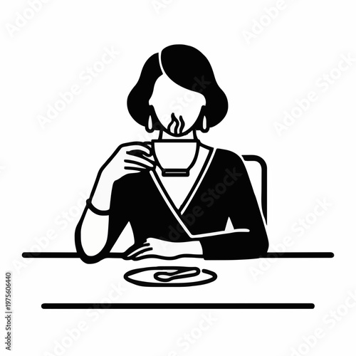 woman drinking coffee icon