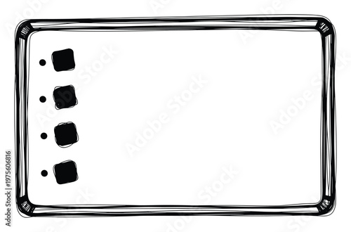 Doodle style hand drawn rectangular frame with a blank checklist on the left side, perfect for creating dynamic visual presentations, social media posts, or personal reminders and todo lists