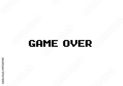 Game Over screen for a video game, displaying the words GAME OVER in pixelated text