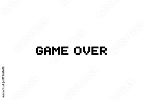 Game Over - A Pixelated Message Displayed on a White Background Indicating the End of a Video Game Session