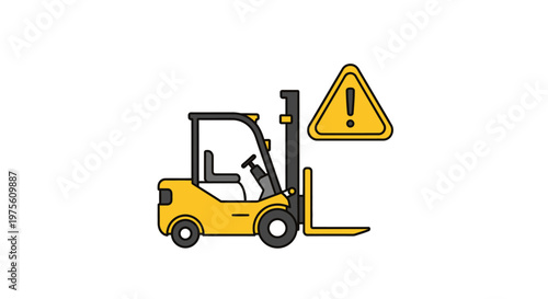 Industrial Forklift Truck with Danger Zone Warning Sign for Warehouse Logistics