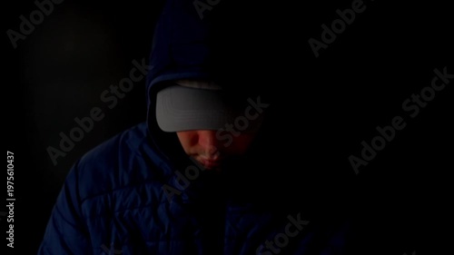 the informant with the hidden face. An anonymous source in the dark tells important information. High quality FullHD footage