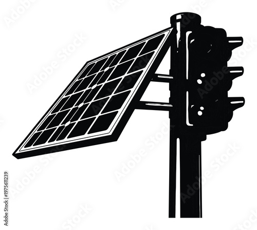 Sustainable traffic control system featuring a solar panel powered signal light providing an ecofriendly solution for urban infrastructure planning and green energy initiatives