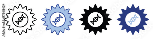 Dynamic genetic science icon set suitable for medical research technology presentations, biotechnology innovations, and healthcare solution branding