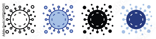 Modern virus bacteria microbe icon set graphically representing infectious disease, contagion, and public health concerns, perfect for medical health and scientific research projects