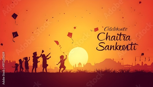 celebration of chaitra sankranti with traditional oil lamps and golden mandala patterns on vibrant blue background