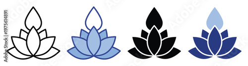Versatile graphic symbol of a lotus flower with an ascending teardrop or flame representing purity and spiritual growth, excellent for branding, logos, yoga studios, and natural health