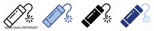 Dynamite stick with burning fuse icon for explosive hazard warnings, countdown timers, game elements, and dangerous content notifications.