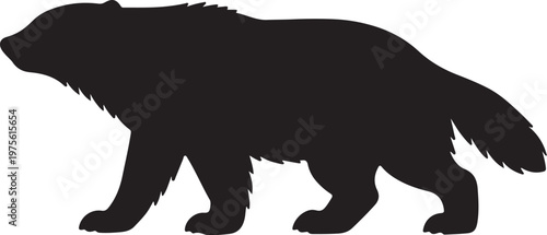 Black grizzly bear silhouette vector illustration of a wild mammal predator isolated on a white background for nature and wildlife safari design