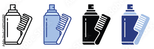 Professional hair styling product and comb icon set for barbershop services beauty salon personal grooming and hair care product advertisements