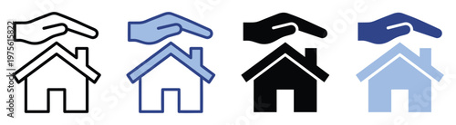 Protecting hand over house symbol conveying property safety, home insurance, real estate security, and secure housing concepts for digital and print applications