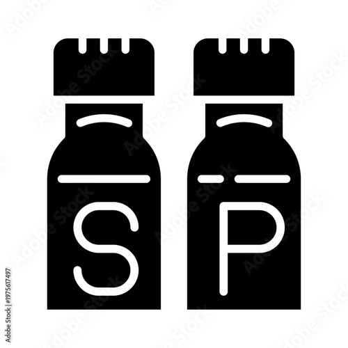 Salt and pepper shakers icon vector set. Salt and pepper illustration sign collection. condiments wem logo design. spice symbol.