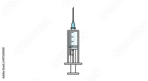 Medical syringe with a sharp needle and measurement markings is depicted as a tool for vaccinations, injections, and healthcare.