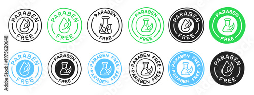 Handdrawn Paraben Free Icon Signs Set.