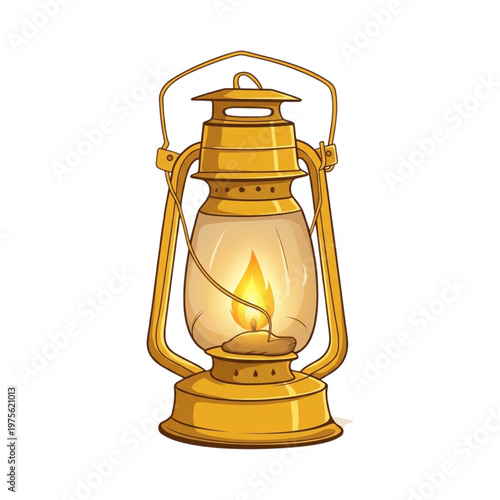Illustration of a Classic Gold Oil Lantern