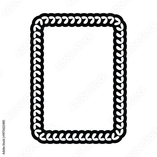 Decorative rope braid border frame vector illustration collection minimal black braided edge rectangle rounded frame for label card design