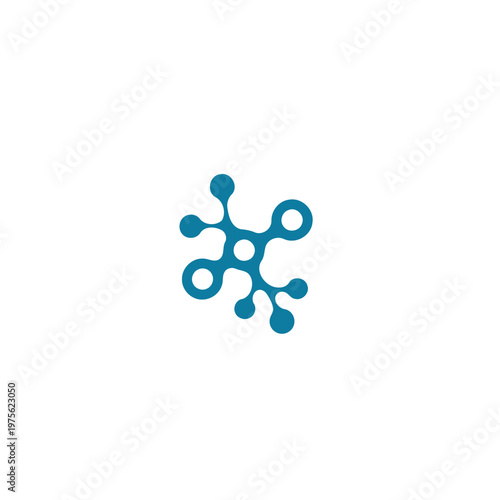 Abstract Molecular Network Logo Design Symbolizing Technology, Connectivity, Science and Innovation.