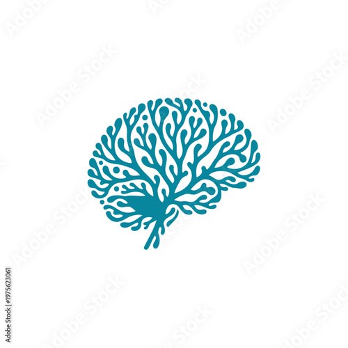 Abstract Brain Coral Illustration Symbolizing Mind, Neural Network, Ocean and Nature Connections.