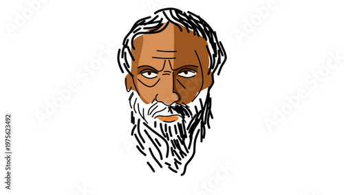 Herodotus portrait, flat vector illustration