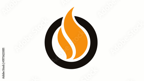Initial Letter O with Fire Flame for Burn Gas Oil Company or Barbecue BBQ Grill logo design.