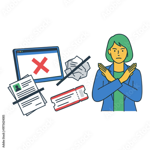 Illustration of a Person with a Reject Action
