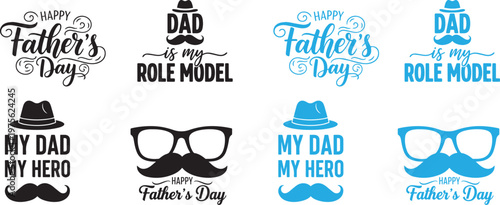 Father's day collection stylish typography and icon designs for dad