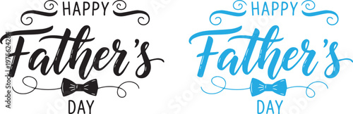 Happy father's day calligraphy designs black and blue watercolor style