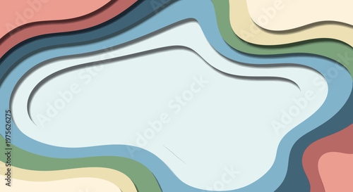Abstract wavy layers with soft shadows, pastel colors background, modern design