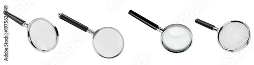 Fotografía Multiple magnifying glasses with chrome frames and black handles.