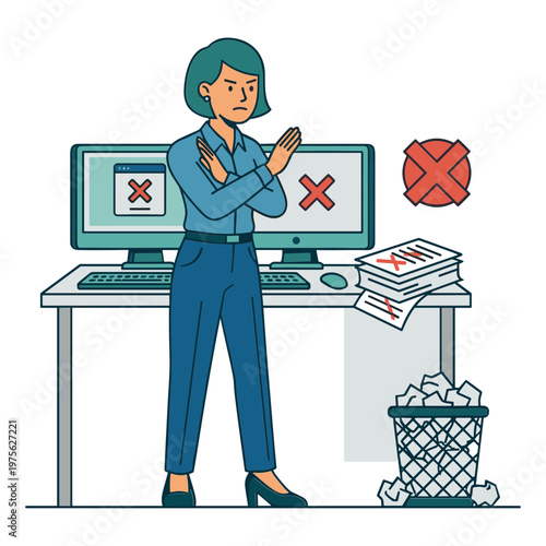Illustration of a Person with a Reject Action
