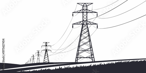 Electric power transmission tower standing tall against the sky