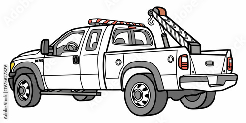 A rugged pickup truck with an extended cargo bed for hauling materials