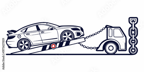 A classic convertible car being towed by a vintage truck