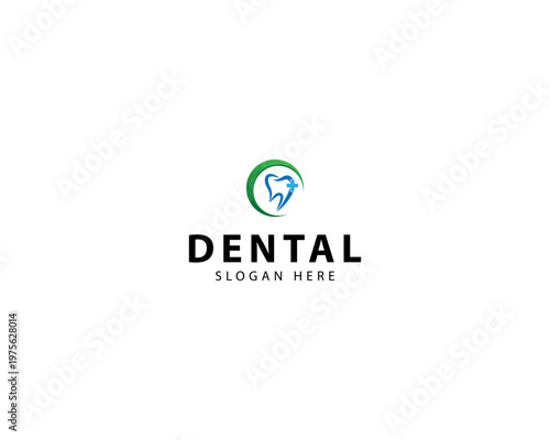 Dental Clinic Logo blue Tooth abstract design vector, Dentistry clinic logo design with geometric line abstract dental logo and business card