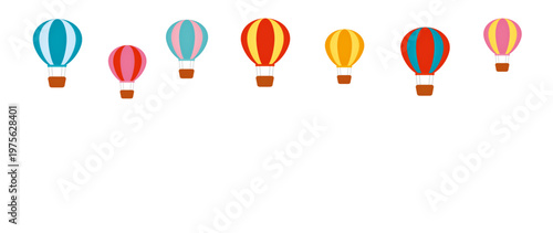 気球のイラスト背景素材|デコレーション向け素材/Hot air balloon illustration background material
