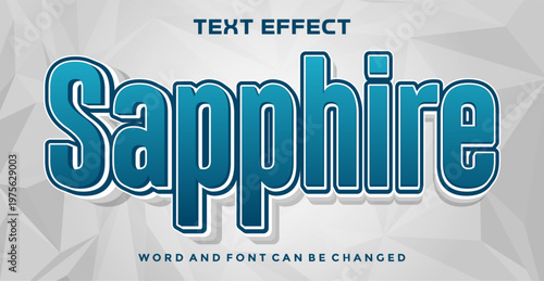 Sapphire 3D Text Effect with Blue Gradient Typography on White Polygon Background