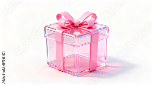 Transparent Pink Ribbon Gift Box · 3D Gift Scene