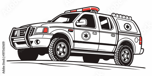 Red and gray utility van parked against a gradient background