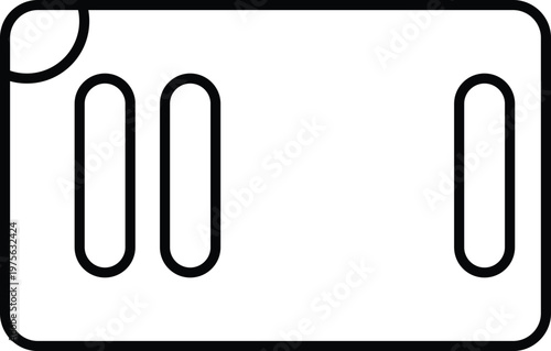 Minimalist line art illustration of a blank sign or label with rounded corner