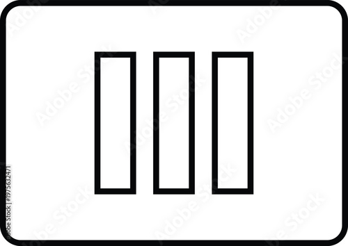 Simple black and white illustration of a rectangular switch plate with three vertical bars