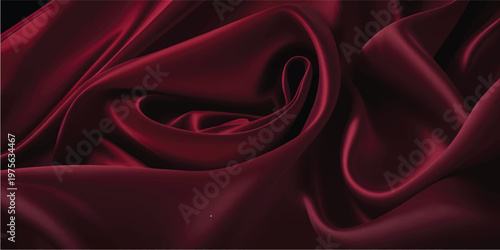 Abstract red silk background with smooth satin fabric waves and a flowing textile texture design for a soft decorative backdrop