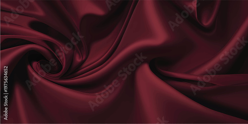 Red Fabric Flowing Gracefully in Slow Motion on a Dark Background.