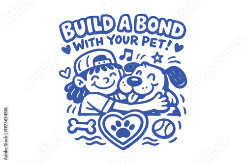 Build a Bond With Your Pet Cartoon Illustration