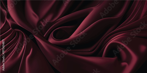 Wavy, draped fabric with soft folds; Background is blurred, creating texture for design and presentation use
