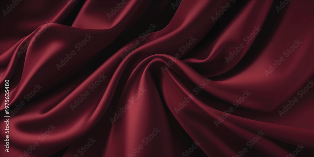 Obraz premium Cherry cardinal red, ruby blood, wine, love, marron, scarlet, carmine trendy passionate bright intense elegant color. Silk satin wrinkled crumpled texture background with folds. Underwear fabric