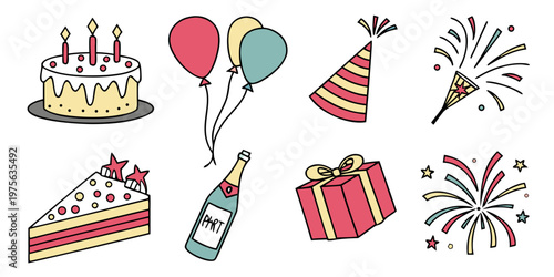 Assortment of colorful emojis including hearts, music, pizza, and more