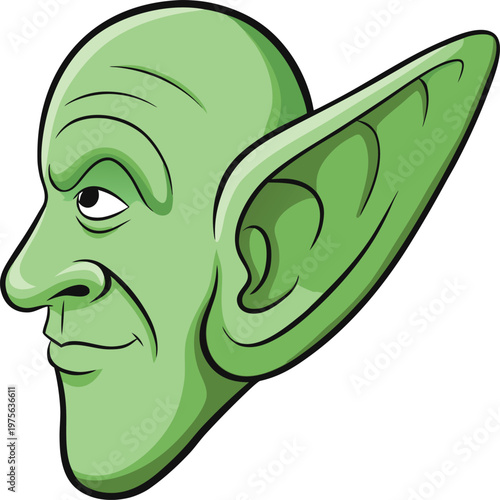 Green Goblin Character Head Profile Cartoon Illustration
