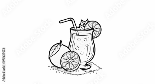 Refreshing citrus drink with ice, whole fruit, slices, and mint leaves