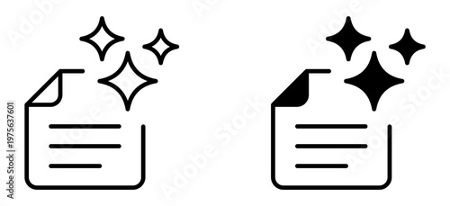 AI Document Icon. File with AI Stars, Smart Content Concept