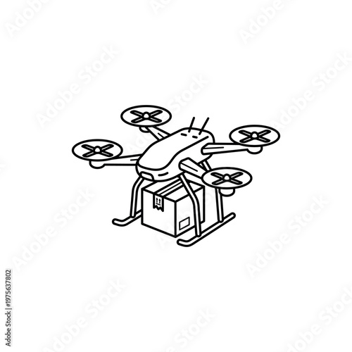 Drone with camera equipment attached underneath.